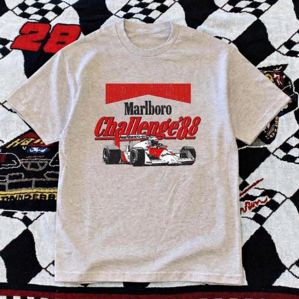 Gildan Men Grey T-Shirt, Marlboro Challenge 86 Formula One Racing
